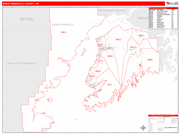 Kenai Peninsula County Wall Map Red Line Style